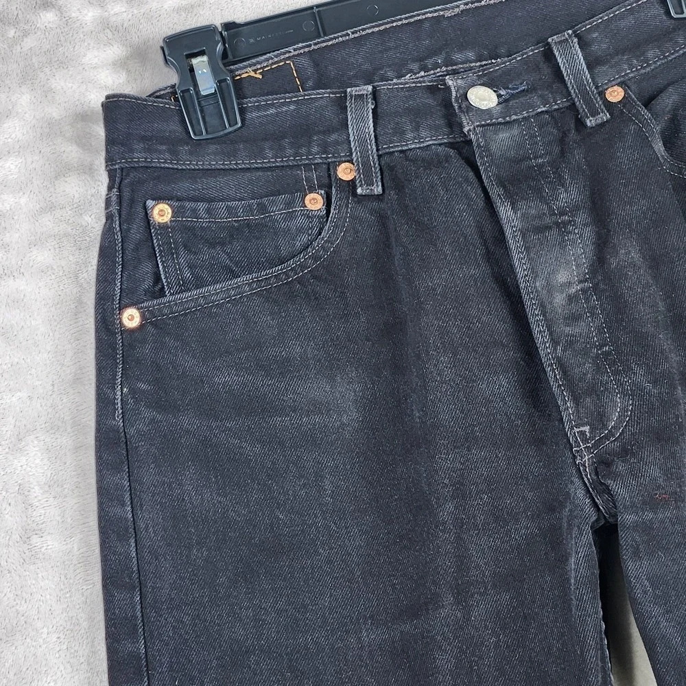 Vintage Levis 501 Jeans Mens 32x30 Charcoal Black Straight Pants Button Fly